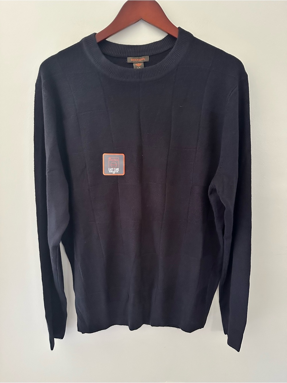 Dockers Men's Navy Blue Crewneck Sweater with subtle Pattern